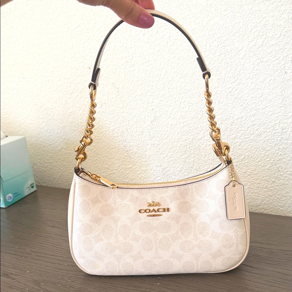 Coach Gold and Cream Shoulder Bag